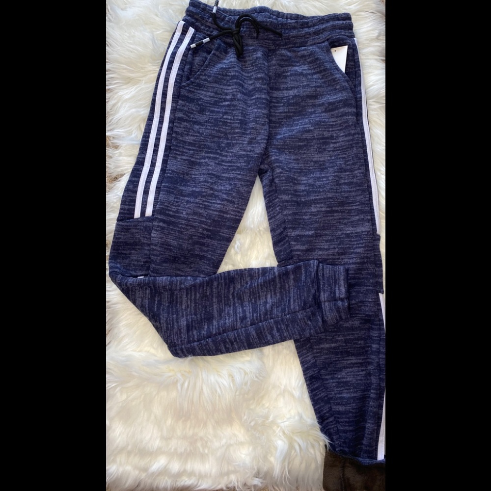 Blue joggers with side pockets and back pockets
